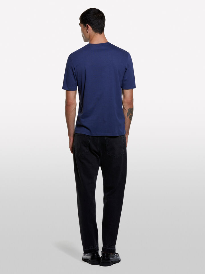 Blue regular fit short sleeve t-shirt  - men's short sleeve t-shirts - Blue | Sisley image number 2